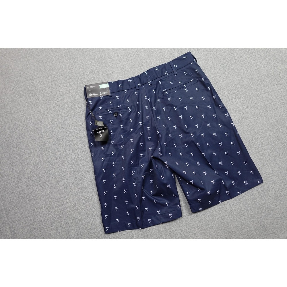 Walter Hagen Perfect 11 Golf Shorts Mens 34 Blue Palm Club Print 10 Inseam NWT